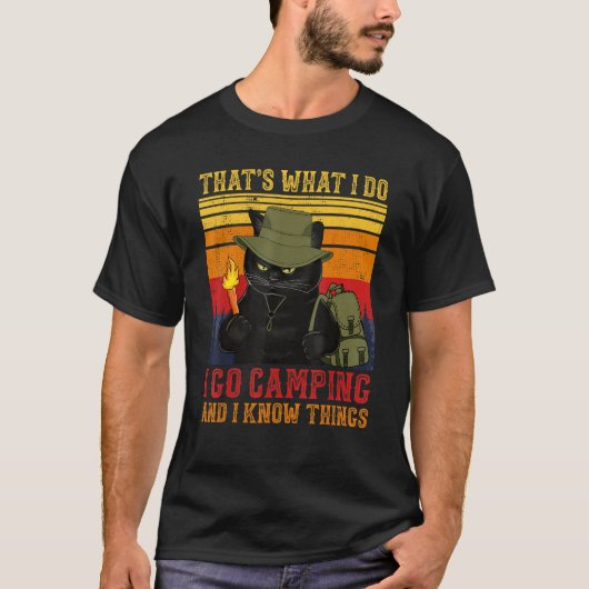 T-shirt Scout Cat Camper Je Pars Camping Et Je Connais Les (Devant)