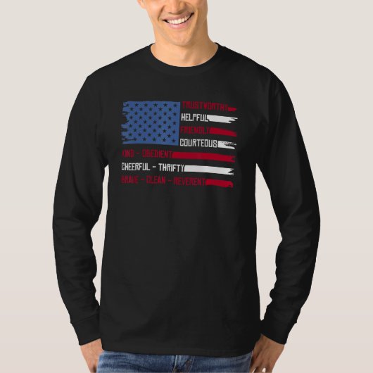 T-shirt Scout Us Flag Nature Uniform Wilderness Scouting (Devant)