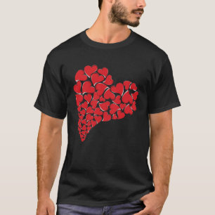 T-shirt Scribble Coeurs Valentines Day Moderne Filles Ado