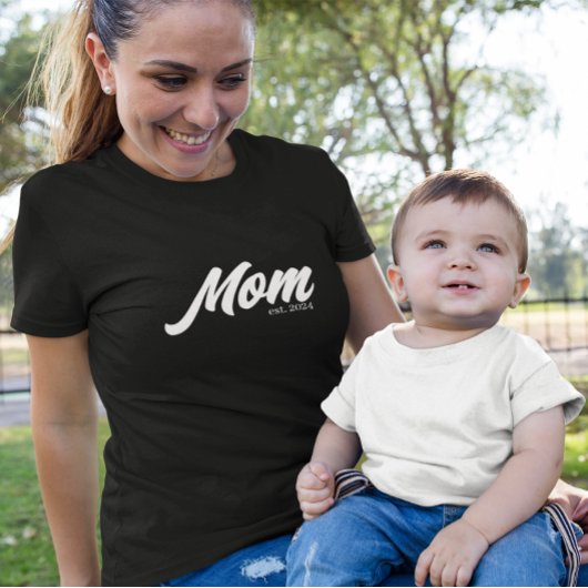 T-shirt Script blanc établi maman