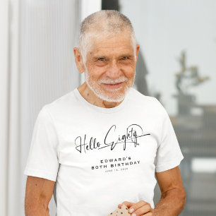 T-shirt Script Bonjour Quatre-Vingts Minimaliste 80ème Ann