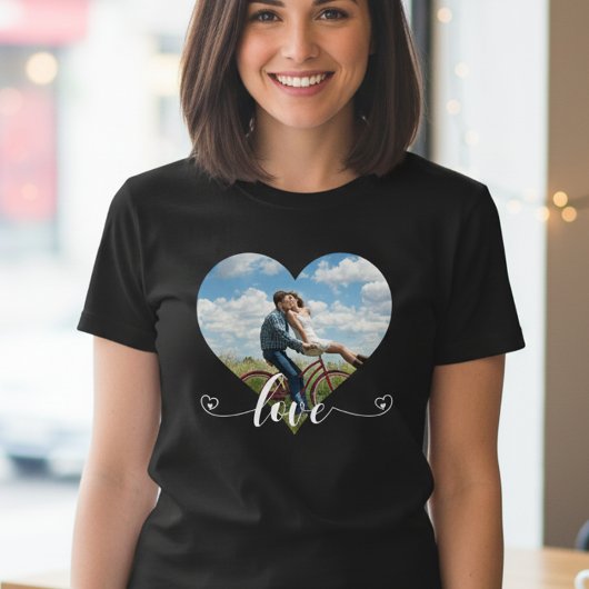 T-shirt Script d'amour en forme de coeur Photo personnalis