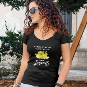 T-shirt Script de brosse moderne Limoncello Lemons Black V