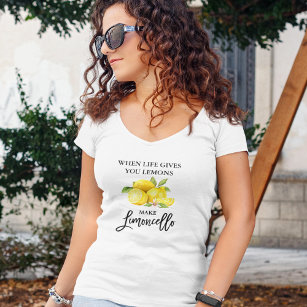 T-shirt Script de brosse moderne Limoncello Lemons V-Cou
