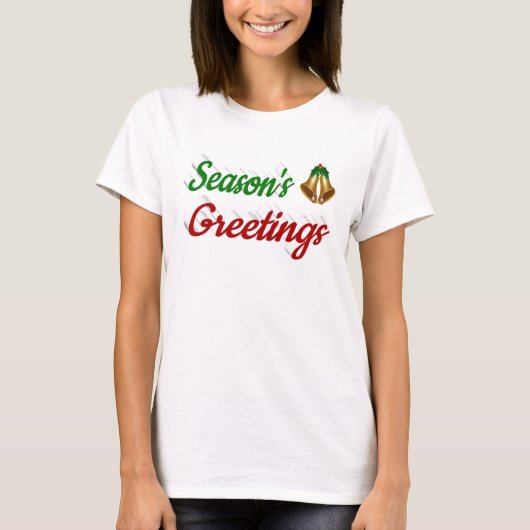 T-shirt Script de Noël Joyeuses Fêtes Bells (Devant)