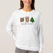 T-shirt Script de Noël présent Monogramme café arbre (Devant)
