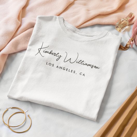 T-shirt Script de signature d'entreprise chic blanc