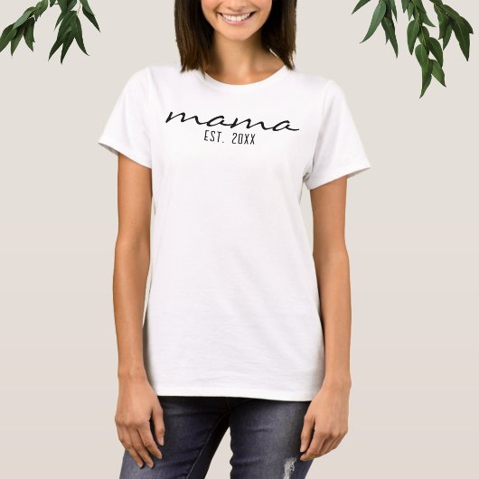 T-shirt Script Moderne Mama Date De Création Nouvelle Mama