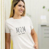 T-shirt Script noir moderne établi Nouvelle maman