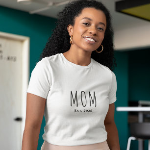 T-shirt Script noir moderne établi Nouvelle maman