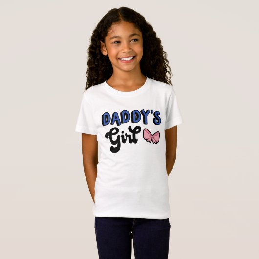 T-Shirt Script noir rétro Bow rose Bow fille de papa (Devant entier)
