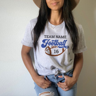 T-shirt Script personnalisé d'équipe de football bleu gris