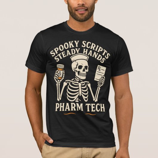 T-shirt Scripts éffrayants, Mains stables — Pharm Tech Ske (Devant)