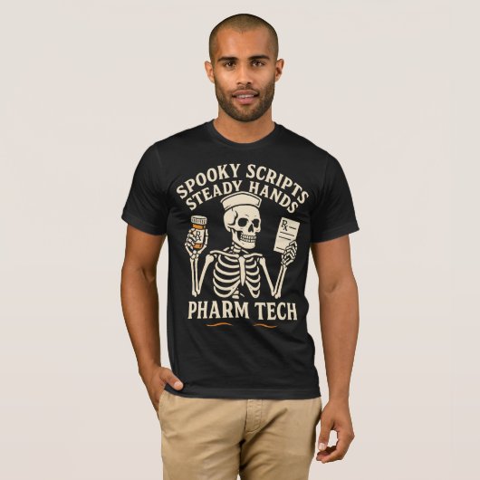 T-shirt Scripts éffrayants, Mains stables — Pharm Tech Ske (Devant entier)