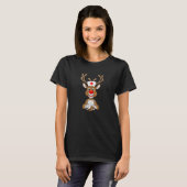T-shirt Scrub de Noël Top Reindeer Scrubs Gants en caoutch (Devant entier)