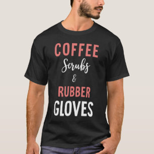 T-shirt Scrubs De Café Et Gants En Caoutchouc - Infirmière
