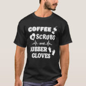 T-shirt Scrubs De Café Et Gants En Caoutchouc Pour Infirmi (Devant)