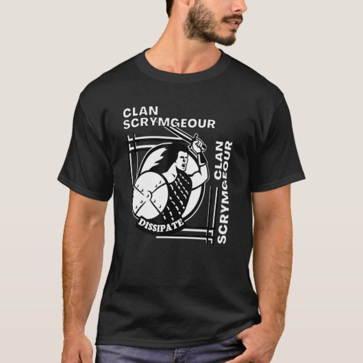 T-shirt Scrymgeour Clan Gaelic Motto Swordsman (Devant)