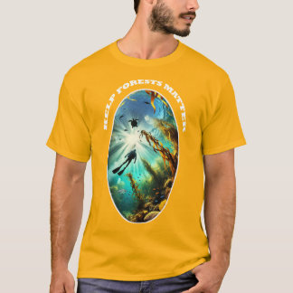 T-shirt SCUBA Diver Silhouette with Turtle, Fish, and Kelp