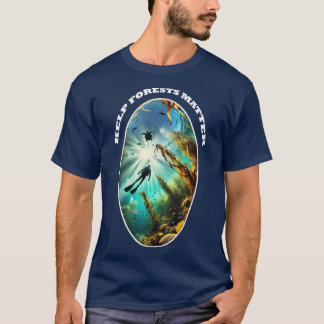 T-shirt SCUBA Diver Silhouette with Turtle, Fish, and Kelp
