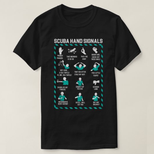 T-shirt Scuba Signaux mains Équipe Plongeur Main Signe Drô (Design devant)