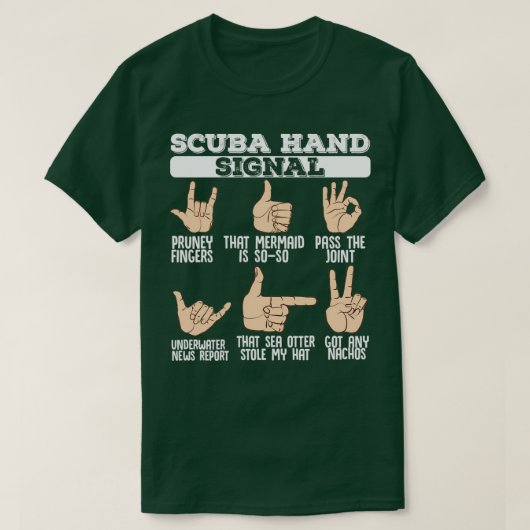 T-shirt Scuba Signaux mains Plongée Plongée Plongée Plongé (Design devant)