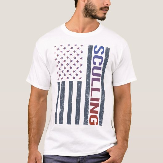 T-shirt Sculling de drapeau américain (Devant)