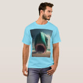 T-shirt Sculpture de requin sur la plage (Devant entier)