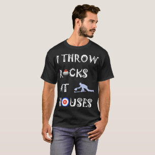 T-shirt Se courbant je jette des roches à l'humour