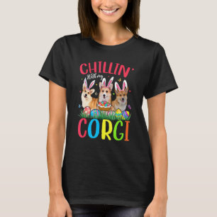T-shirt Se détendre avec mes œufs de Pâques de Corgi Joyeu