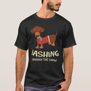 T-shirt Se précipiter par Noël de chien de teckel de neige