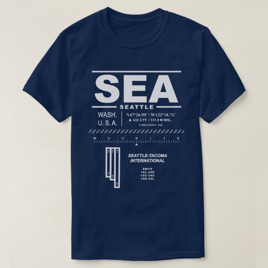 T-shirt SEA de l'aéroport de Seattle-Tacoma (Design devant)