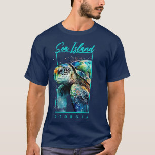T-shirt Sea Island Georgia Watercolor Portrait de la tortu