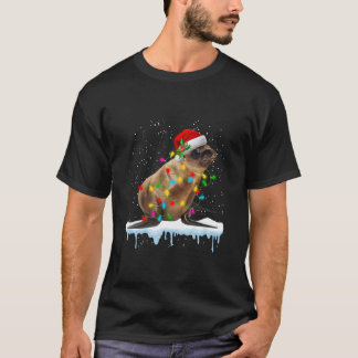 T-shirt Sea Lion Attend Père Noël Avec Les Lumières De Noë