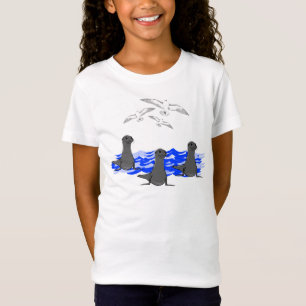 T-Shirt Sea Lions Ocean & Seagulls Girls Tee