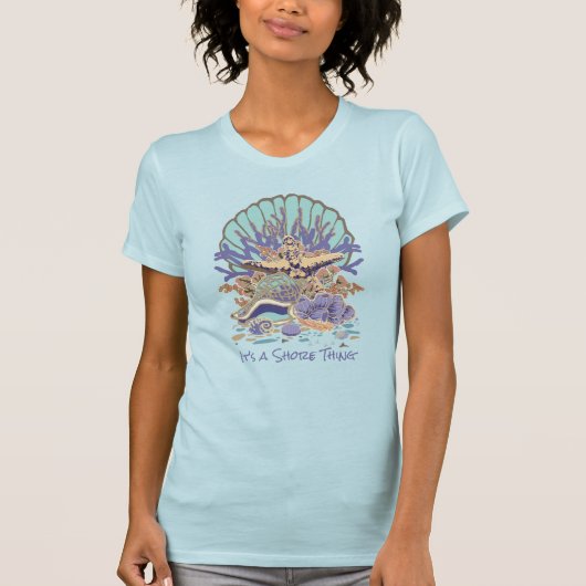 T-shirt Sea Shore Beach Vibe Turquoise et violet (Devant)