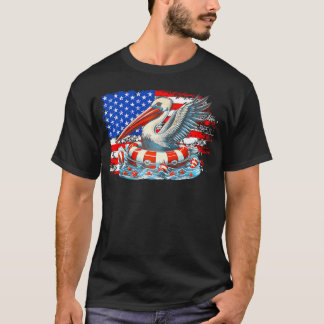T-shirt Seabird 4 juillet Usa Pelican America Drapeau Drôl