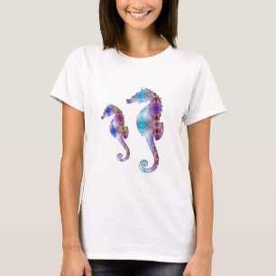 T-SHIRT SEAHORSE 1 DUO BÉBÉ MOSAÏQUE BLEUE ET ROSE