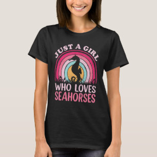 T-shirt Seahorse Fish Vintage Rétro Juste Une Fille Qui Ai