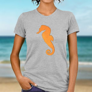 T-shirt Seahorse Silhouette Orange Simple Aquatique Nautiq