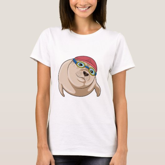 T-shirt Seal at Swimming with Swimming goggles (Devant)