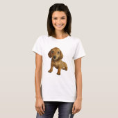 T-shirt Séance mignonne de chiot de teckel (brun crème) (Devant entier)
