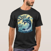 T-shirt Seas Day Retro Dolphin Océan esthétique (Devant)