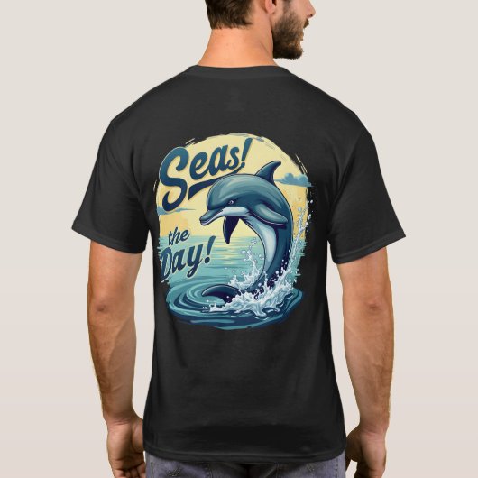 T-shirt Seas Day Retro Dolphin Océan esthétique (Dos)