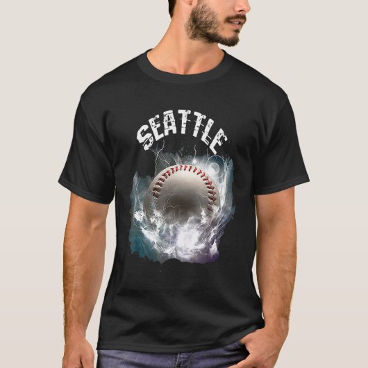T-shirt Seattle Baseball Retro (Devant)