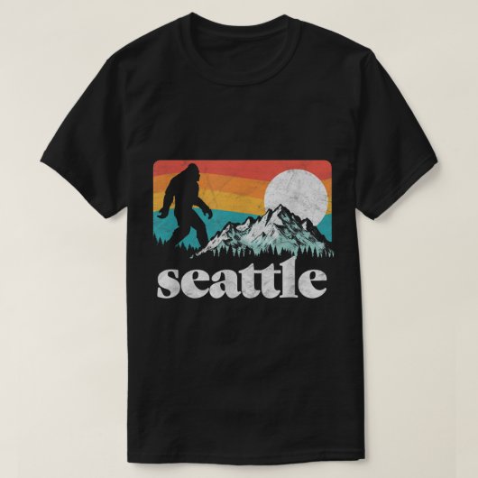T-shirt Seattle Bigfoot Retro Mountain Design (Design devant)