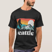 T-shirt Seattle Bigfoot Retro Mountain Design (Devant)
