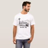 T-shirt Seattle Ferry & Skyline Washington State Line Art (Devant entier)