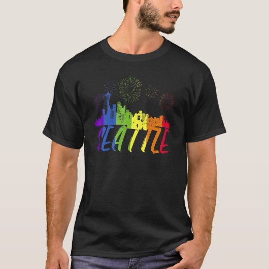 T-shirt Seattle Pride Skyline  Pride Parade Seattle (Devant)