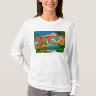 T-shirt Seattle, scènes de lettre de WashingtonLarge